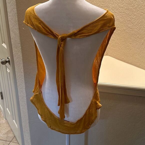 Savannah Morrow Womens Medium Lima Top Gold Halter Tie Draped Neck NWT - Picture 6 of 10